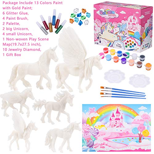 Tacobear Unicornio Figuras Pintar Juegos para Niños Unicornio Figuras para Pintar Unicornio Juguete Manualidades Creativo Juguete Cumpleaños Navidad Unicornio Regalo para Niña 4 5 6 7 8 9 años