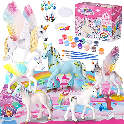 Tacobear Unicornio Figuras Pintar Juegos para Niños Unicornio Figuras para Pintar Unicornio Juguete Manualidades Creativo Juguete Cumpleaños Navidad Unicornio Regalo para Niña 4 5 6 7 8 9 años