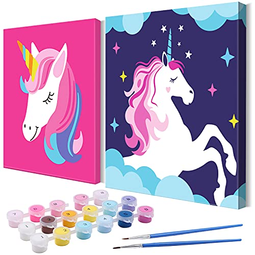 Tacobear Unicornio Pintar por Números Niños DIY Pintura óleo Pintura Niños Kit Manualidades Niños Pintar por Números Principiantes Paint by Numbers Niños Unicornio Regalo para Niños Niñas