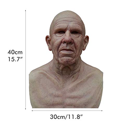 taianle Hombre Adulto Máscara Fiesta de Halloween Máscara de Látex Elder Old Man Headgear for Masquerade Halloween Realista Headgear for Cosplay Party Props