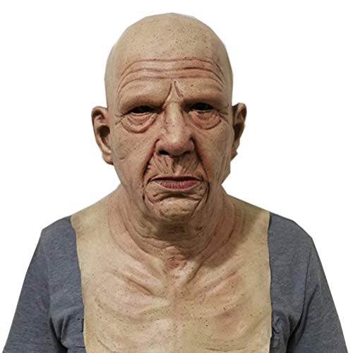 taianle Hombre Adulto Máscara Fiesta de Halloween Máscara de Látex Elder Old Man Headgear for Masquerade Halloween Realista Headgear for Cosplay Party Props