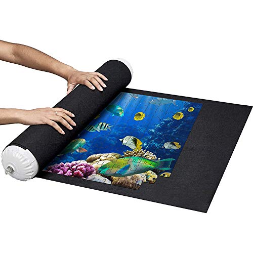 Tapete Puzzle,Tapete para Enrollar Puzzles,Estera de Rompecabezas Portátil,Puzzle Mat,Alfombra Puzzle para Puzzle. (Negro)