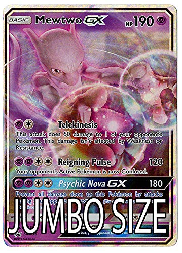 Tarjeta de promoción de detective Pikachu de tamaño gigante, Mewtwo GX, SM196, Holo FOIL