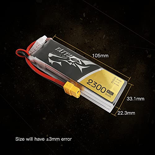 Tattu Batería LiPo 2300mAh 11.1V 45C 3S para Multicopteros FPV Racing Helicópteros Barcos y Modelos RC Diversos