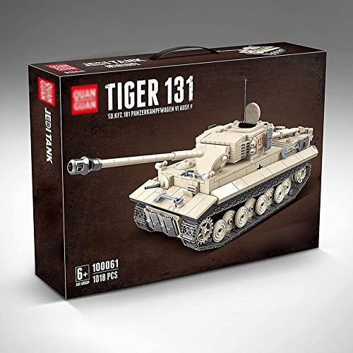 Technics Tank Model Kits, 1018 piezas German Tiger Tank 131 WW2 Juego de construcción de tanques militares para niños y adultos, bloques de construcción compatibles con Lego Technic