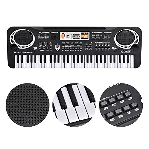 Teclado electrónico digital electrónico con 61 teclas, piano, instrumentos musicales para niños, con micrófono, enchufe de la UE 100-240 V