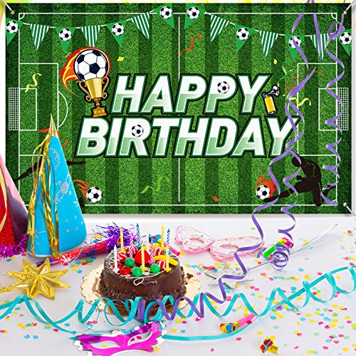 Telón de Fondo de Fiesta de Cumpleaños de Fútbol Fondo de Foto de Campo de Fútbol Decoraciones de Fiesta de Cumpleaños de Tema de Fútbol Cabina de Foto, 5,9 x 3,6 Feet