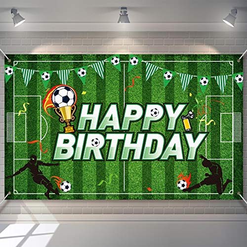 Telón de Fondo de Fiesta de Cumpleaños de Fútbol Fondo de Foto de Campo de Fútbol Decoraciones de Fiesta de Cumpleaños de Tema de Fútbol Cabina de Foto, 5,9 x 3,6 Feet