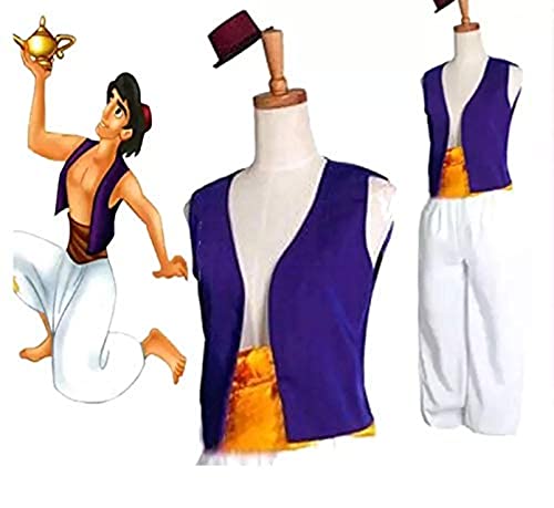 thematys Set de Disfraces de Aladdín 3 Piezas para Hombre - Sombrero, Chaleco y Pantalones Carnaval y Cosplay - Talla única 160-180cm