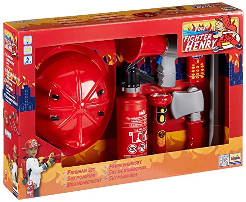 Theo Klein-8967 Set de bomberos con 7 piezas, juguete, Multicolor (8967)