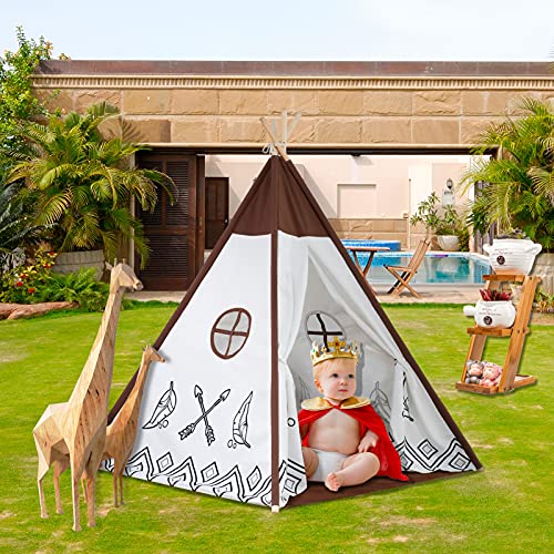 Tienda de campaña para niños con alfombra para niños y niñas, casa de juegos para interiores y exteriores, diseño de rayas blancas, decoración de sala de juegos TiPi Tepee (verde)