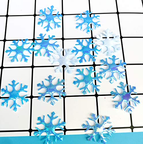 Tingz 600 Piezas de Confeti de Copos de Nieve,Papel de Copo de Nieve Artificial Blanco y Azul en Escamas para Christmas Wonderland Winter Frozen Party Boda Cumpleaños Fiesta Decoraciones Suministros