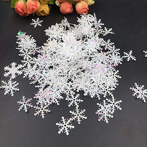 Tingz 600 Piezas de Confeti de Copos de Nieve,Papel de Copo de Nieve Artificial Blanco y Azul en Escamas para Christmas Wonderland Winter Frozen Party Boda Cumpleaños Fiesta Decoraciones Suministros