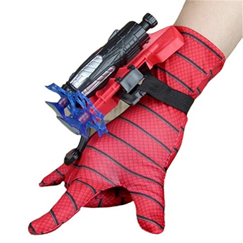 Tixiyu Juego de juegos rol, guantes plástico para cosplay niños, juego juguetes educativos divertidos Super Spiderman, accesorios disfraz, 1 lanzador + 3 dardos con ventosa guante