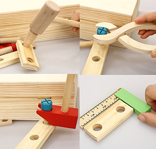 Tlingit Construcción Juguetes Niños Herramientas de Madera Juego Caja Carpintero 35 Pcs DIY Toys 4 Años y Más