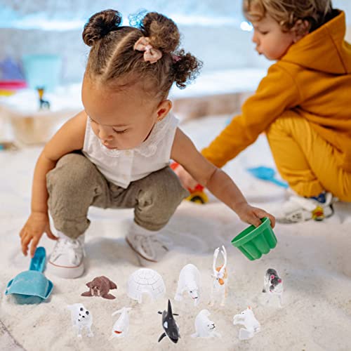 Toddmomy Conjunto de Juguetes de Figuras de Osos Polares: 10 Unids Polar Animal Playset Playset Incluye El Lobo de Oso Polar Regalo para Niños Pequeños para Niños