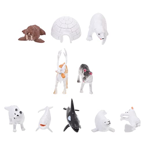 Toddmomy Conjunto de Juguetes de Figuras de Osos Polares: 10 Unids Polar Animal Playset Playset Incluye El Lobo de Oso Polar Regalo para Niños Pequeños para Niños