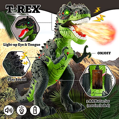 TOEY PLAY Eléctrico Dinosaurio Juguete T-Rex Dinosaurios Figuras Luz Sonido Niebla de Agua Caminar Juguetes Educativo Niño Niña 3 Años