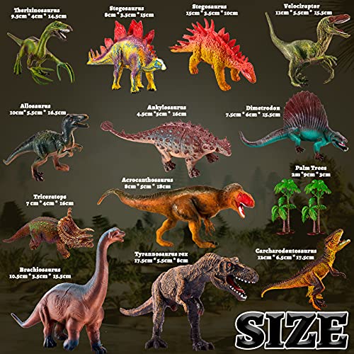 TOEY PLAY Figuras de Dinosaurios Juguetes con T-Rex, Velociraptor, Arboles, Dinosaurio Grandes Juguete Niños Niñas 3 4 5 6 Años