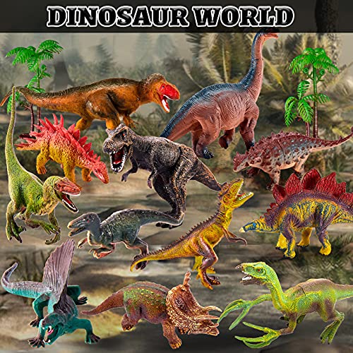 TOEY PLAY Figuras de Dinosaurios Juguetes con T-Rex, Velociraptor, Arboles, Dinosaurio Grandes Juguete Niños Niñas 3 4 5 6 Años