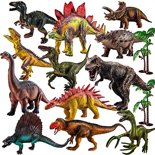 TOEY PLAY Figuras de Dinosaurios Juguetes con T-Rex, Velociraptor, Arboles, Dinosaurio Grandes Juguete Niños Niñas 3 4 5 6 Años