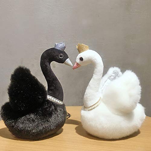 Tomaibaby Peluche de cisne, juguete de peluche, corona, muñeca de peluche, juguete Swan, figura para habitación infantil, decoración de 23 cm, color negro