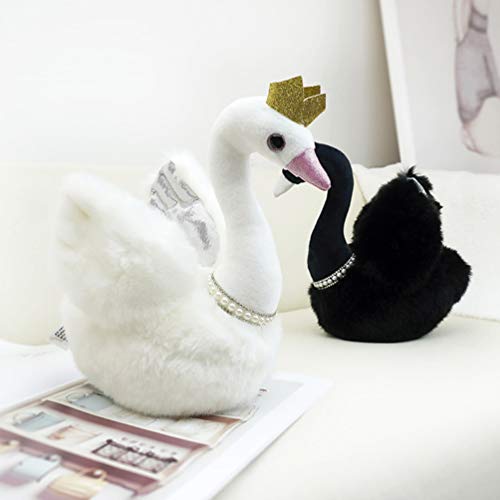 Tomaibaby Peluche de cisne, juguete de peluche, corona, muñeca de peluche, juguete Swan, figura para habitación infantil, decoración de 23 cm, color negro