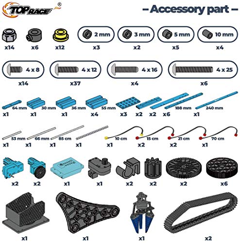 Top Race Brazo robótico de Control Remoto, Kit de construcción de Brazo robótico mecánico de aleación metálica, Robot excavador de vástago Desmontable DIY