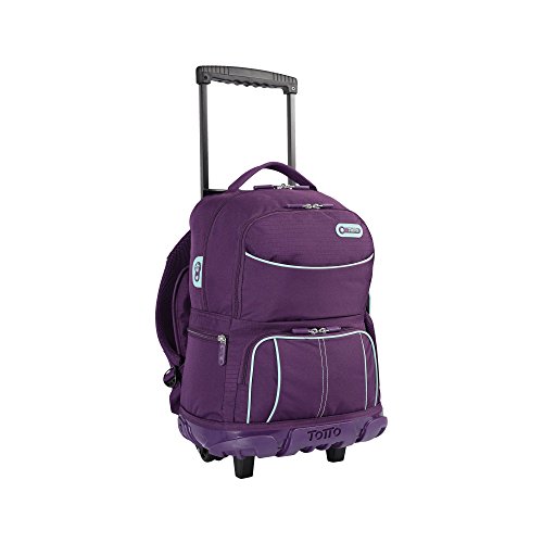 TOTTO MA03KLA003-1810G-M86 Mochila Escolar con Ruedas, Yeil, Morado, Talla Única