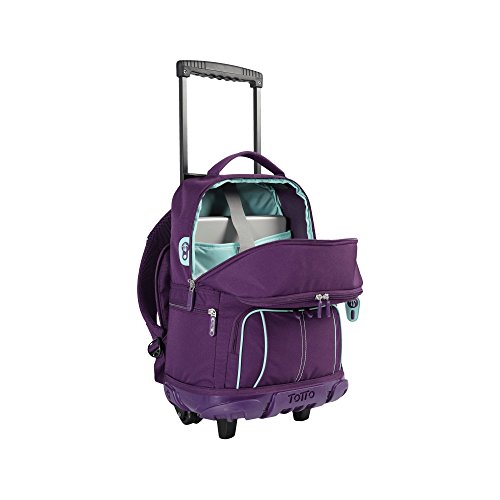 TOTTO MA03KLA003-1810G-M86 Mochila Escolar con Ruedas, Yeil, Morado, Talla Única