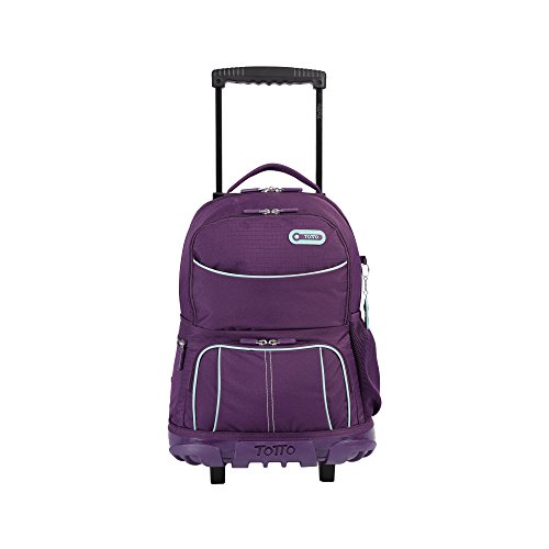 TOTTO MA03KLA003-1810G-M86 Mochila Escolar con Ruedas, Yeil, Morado, Talla Única