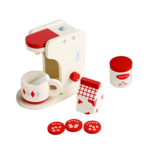 TOYANDONA Conjunto de Cafetera de Madera con Frijoles de Taza de Juguete Juego de Leche Juego de Cocina Pretend Accesorios de Pago Juguete Cognitivo para Niños para Niños Pequeños