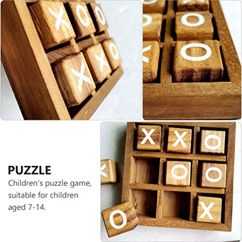 TOYANDONA Juego de mesa de madera Tic Tac Toe, juegos de mesa XO, divertidos juegos para la familia, decoración de la mesa, rústica, juego de estrategia para exteriores e interiores