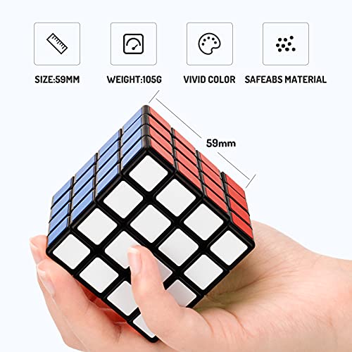 TOYESS Cubo de Mágico 4x4 Profesional, Cubo de Velocidad Clásico Rompecabezas 3D Rápido Todas Las Edades, Negro