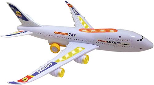 ToyZe Bump and Go Action, Boeing 747 Airplane Toy, con luces y sonidos reales. TR-747