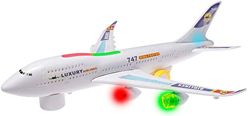 ToyZe Bump and Go Action, Boeing 747 Airplane Toy, con luces y sonidos reales. TR-747