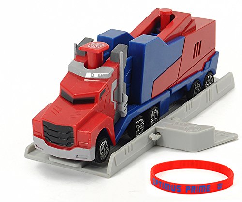 Transformers - Camion Optimus Prime con rampa, Color Rojo / Azul, 16 cm (Dickie 3112003)