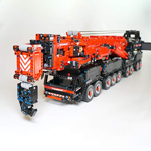 TRCS Grúas de ingeniería, 7692 piezas, 2,4 G, tamaño grande, control remoto Liebherr, grúa, camión, con mando a distancia, 10 motores, grúa, bloques de sujeción, compatible con Lego Technic