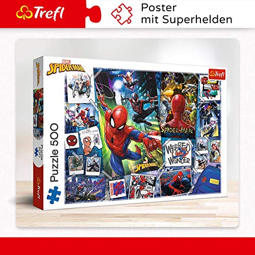 Trefl- Poster mit Superhelden, Marvel Spiderman 500 Teile, Premium Quality, für Erwachsene und Kinder AB 10 Jahren Puzzle, Multicolor (37392)