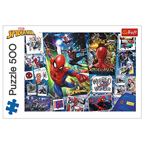 Trefl- Poster mit Superhelden, Marvel Spiderman 500 Teile, Premium Quality, für Erwachsene und Kinder AB 10 Jahren Puzzle, Multicolor (37392)