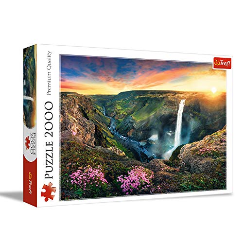 Trefl- Wasserfall Haifoss, Island 2000 Teile, Premium Quality, für Erwachsene und Kinder AB 12 Jahren Puzzle, Color Coloreado (27091)