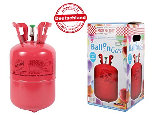 Trend-world - Botella de helio puro para inflar 30 globos de látex de 20 cm, Helium para boda, fiesta de cumpleaños o adulto infantil, kit de helio único para uso único