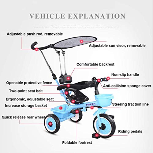 Triciclo 3 en 1 Triciclos para niños, Trible DE NIÑOS, BICICLEGA DE 3 Ruedas para NIÑOS, NIÑOS TRIKES para LOS TRICICLETOS DE NIÑOS BEBY Bike Bike TRINE ACTUALIZACIÓN, por 1-3 AÑOS, Azul