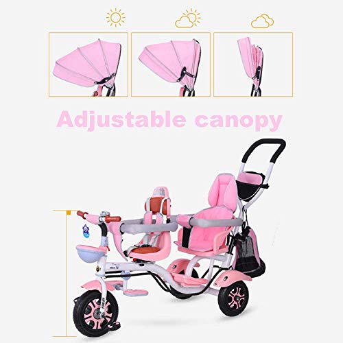 Triciclo 4 En 1, Triciclo Doble para Niños, Silla De Paseo Gemela Comfort De Dos Asientos, Bicicleta De 3 Ruedas para Niños con Asiento Giratorio, Carro Infantil para Bebés De 6 Meses A 6 Años,d