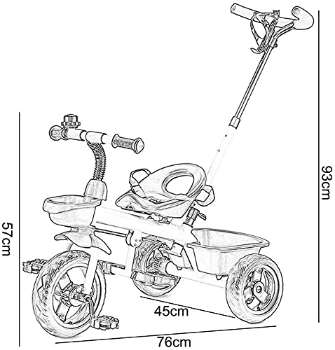 Triciclo Bebe Triciclo triciclo, la rueda delantera del embrague de múltiples funciones triciclo push- pull de doble uso infantil, triciclo del bebé al aire libre, 4 colores,103x76x57cm(color:blanco)