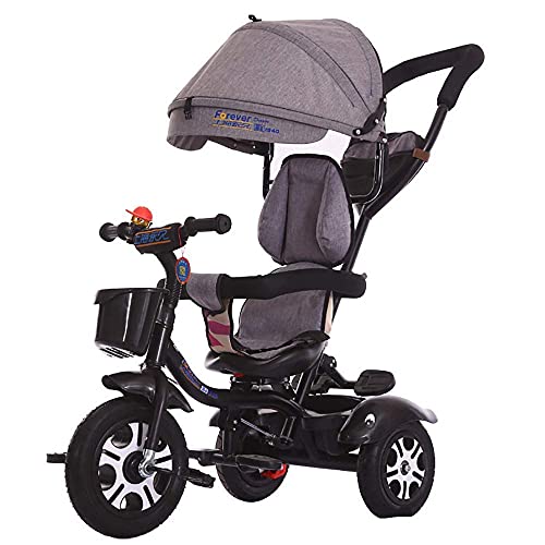 Triciclo Niños Trikes Girls, Canopy & Safety Guard 4 en 1 con asador Ajustable Manija para Padres para niños Empuje el Triciclo para 1-6 años de Edad, Rojo