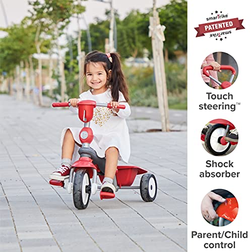 Triciclo para bebé SmarTrike Breeze Plus para niños de uno a tres años - Triciclo Multietapa 4 en 1, Rojo