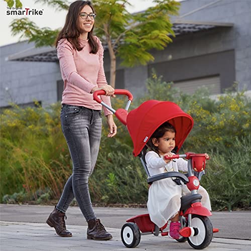 Triciclo para bebé SmarTrike Breeze Plus para niños de uno a tres años - Triciclo Multietapa 4 en 1, Rojo