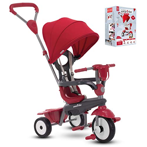 Triciclo para bebé SmarTrike Breeze Plus para niños de uno a tres años - Triciclo Multietapa 4 en 1, Rojo