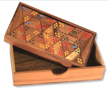 Tridomino - Triomino - Dominó de triángulo - Juego Divertido y Educativo para niños - Hecho a Mano en Madera con Caja de Almacenamiento de Madera